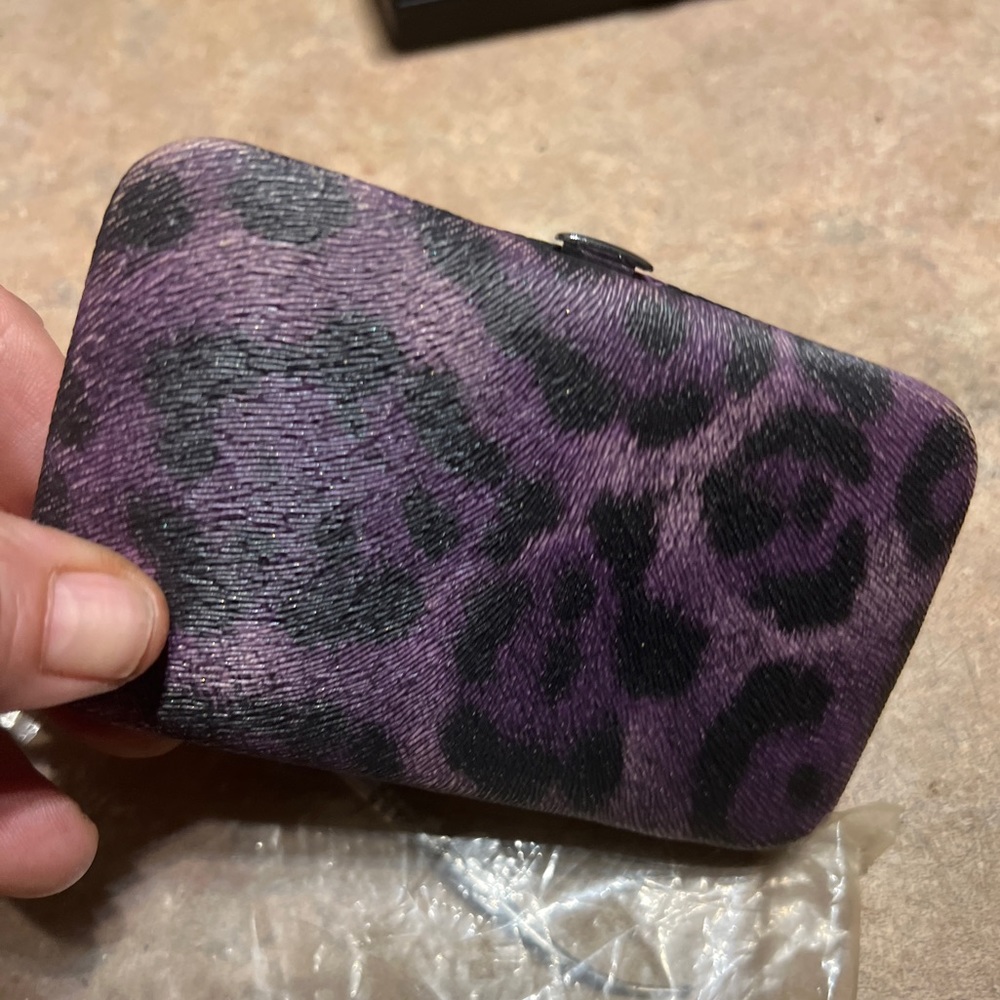 Purple leopard print cigarette or card wallet case